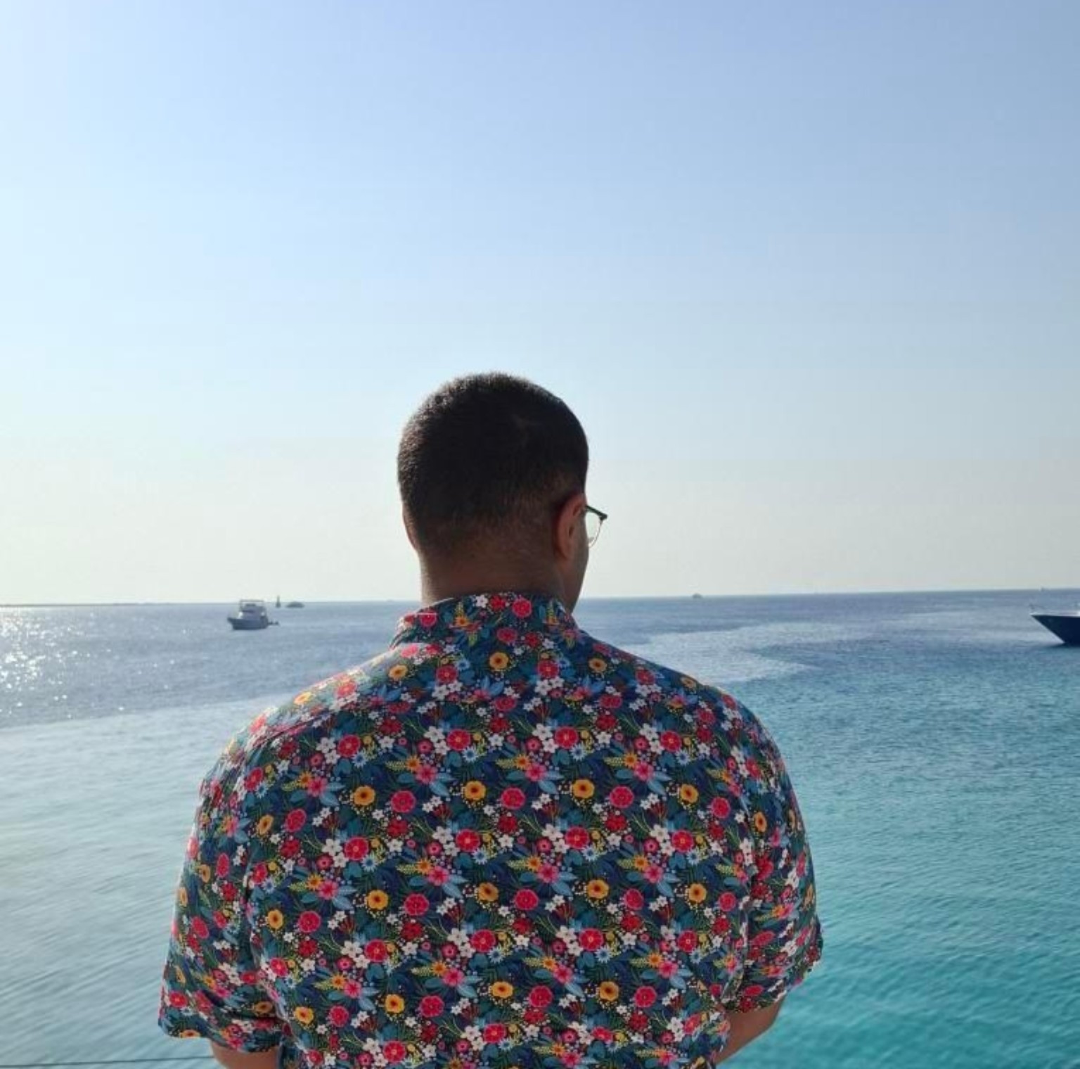 Adam Mahfouz looking out over the Mediterranean Sea